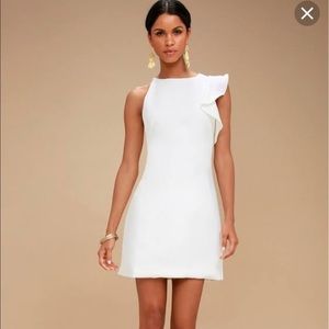 Lulus Dinah One Shoulder White Ruffle Dress